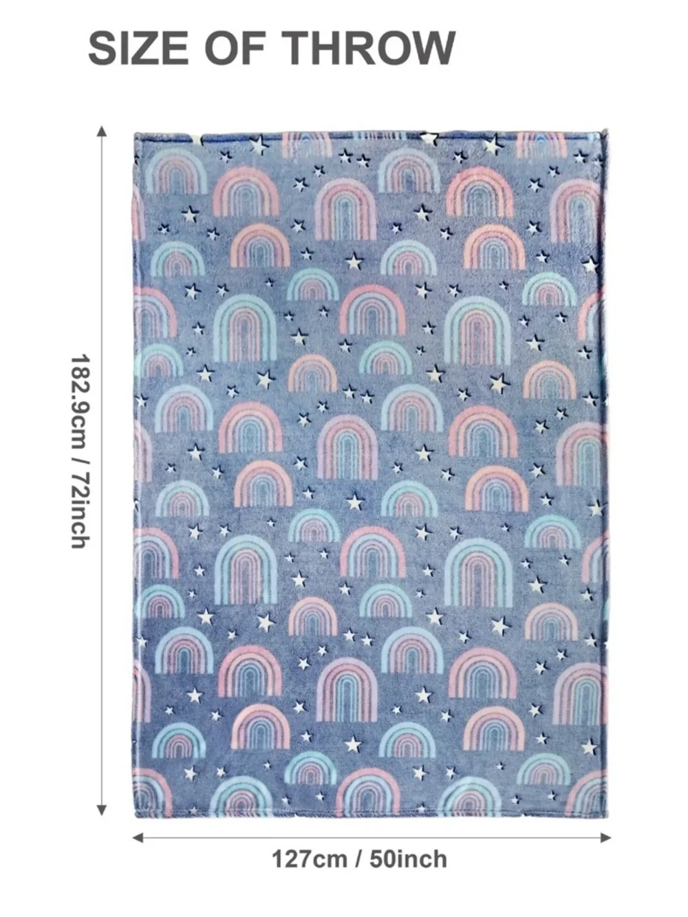 Your Zone Navy Rainbow Polyester Velvet Plush Glow in the Dark